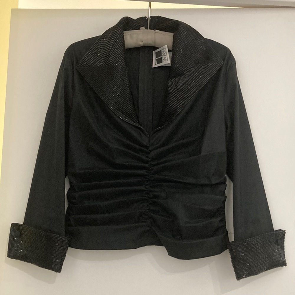 Beaded Ruched Tadashi evening jacket